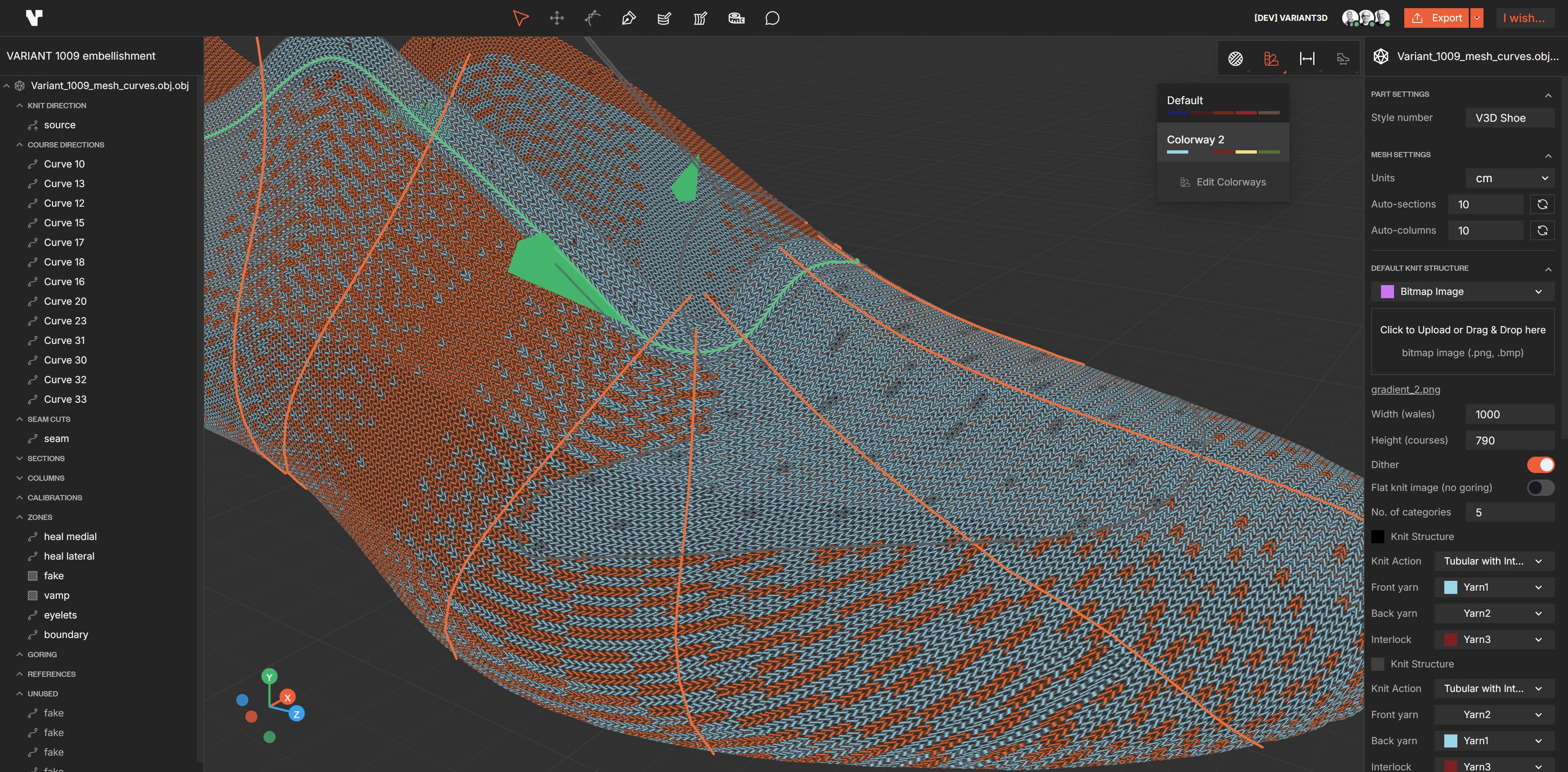 Footwear upper in V3D LOOP